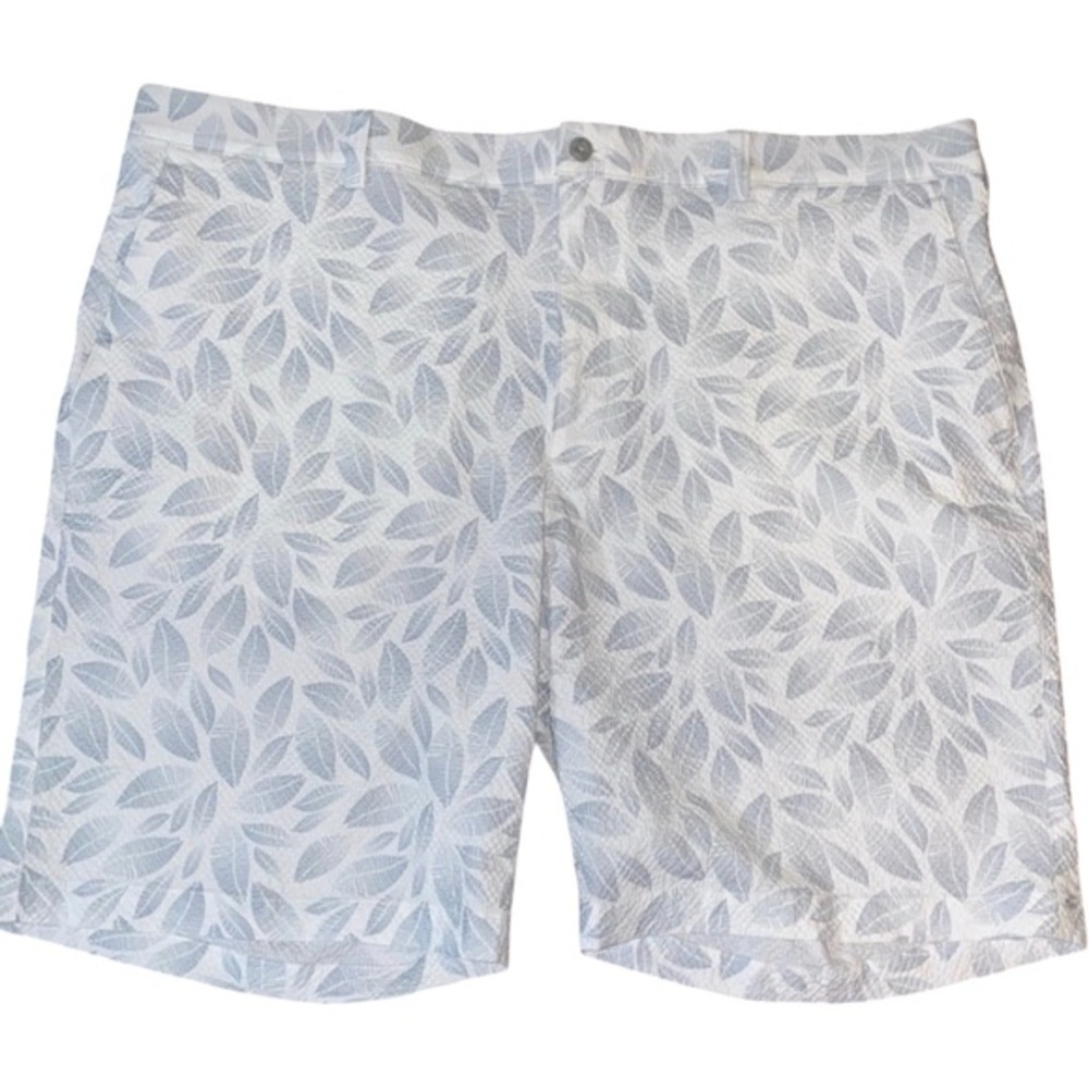 PGA Tour Light Blue Leaf-Print Flat Front Shorts Mens Sz 40